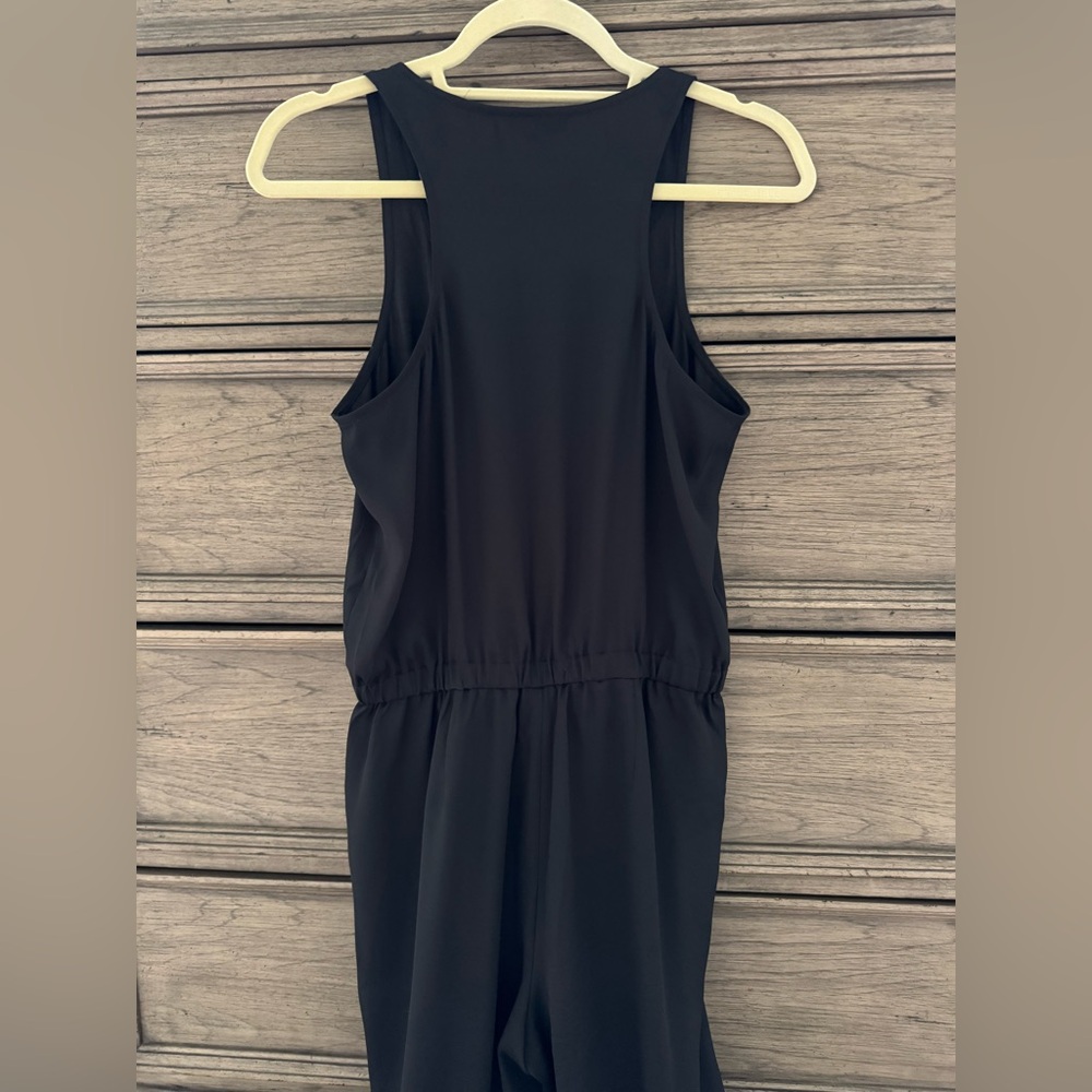 Black Jumpsuit Sleeveless Romper EUC Silk Pants One Piece Onesie LOFT - Picture 7 of 11